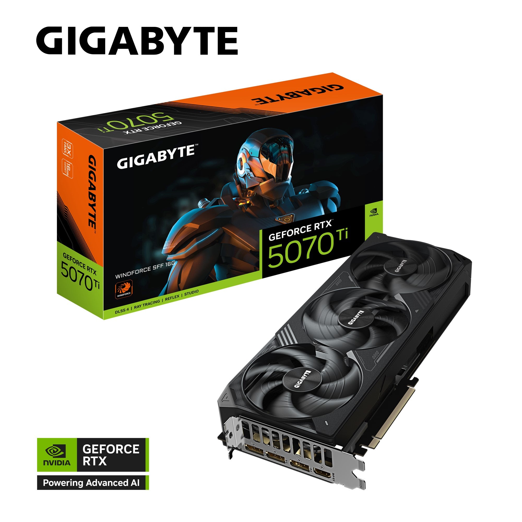 Gigabyte GeForce RTX 5070 Ti WINDFORCE SFF 16G, 2452 MHz, CUDA 8960, 28 Gbps, GDDR7, 256 bit, PCI-E 5.0, PSU 750W, DisplayPort 2.1b x3 HDMI 2.1b x1 Gigabyte GeForce RTX 5070 Ti WINDFORCE SFF 16G, 2452 MHz, CUDA 8960, 28 Gbps, GDDR7, 256 bit, PCI-E 5.0, PSU 750W, DisplayPort 2.1b x3 HDMI 2.1b x1